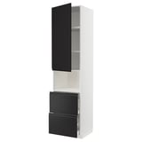 METOD / MAXIMERA Armoire micro-ondes av porte/2 tir, blanc/Upplöv anthracite mat, 60x60x240 cm