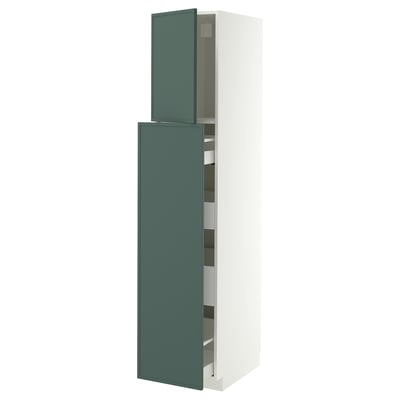 METOD / MAXIMERA Élément armoire av 1p/4t coulissant, blanc/Aspudden gris-vert foncé, 40x60x200 cm
