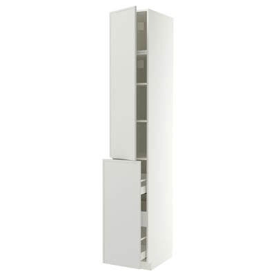 METOD / MAXIMERA Élément armoire av 3t/1p/2tb coulis, blanc/Aspudden gris clair, 40x60x240 cm