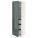 METOD / MAXIMERA Élément armoire avec tiroirs, blanc/Kallarp gris-vert foncé brillant, 60x60x200 cm