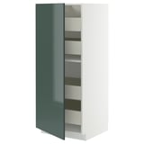 METOD / MAXIMERA Élément armoire avec tiroirs, blanc/Kallarp gris-vert foncé brillant, 60x60x140 cm