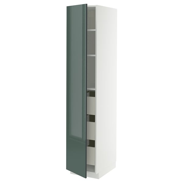 METOD / MAXIMERA Élément armoire avec tiroirs, blanc/Kallarp gris-vert foncé brillant, 40x60x200 cm