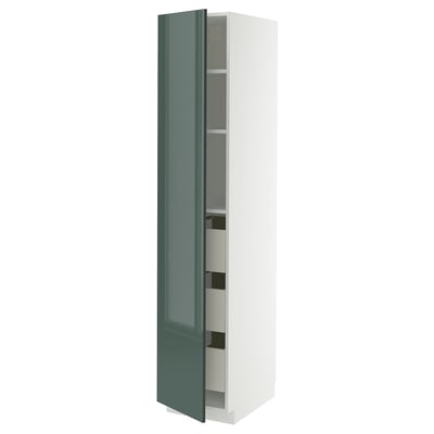 METOD / MAXIMERA Élément armoire avec tiroirs, blanc/Kallarp gris-vert foncé brillant, 40x60x200 cm