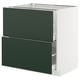 METOD / MAXIMERA Élément bas 2 faces/2 tiroirs hauts, blanc/Havstorp vert profond, 80x60 cm