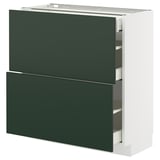 METOD / MAXIMERA Élément bas 2 faces/3 tiroirs, blanc/Havstorp vert profond, 80x37 cm