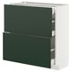 METOD / MAXIMERA Élément bas 2 faces/3 tiroirs, blanc/Havstorp vert profond, 80x37 cm