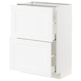 METOD / MAXIMERA Élément bas 2 tiroirs, blanc Enköping/blanc effet bois, 60x37 cm