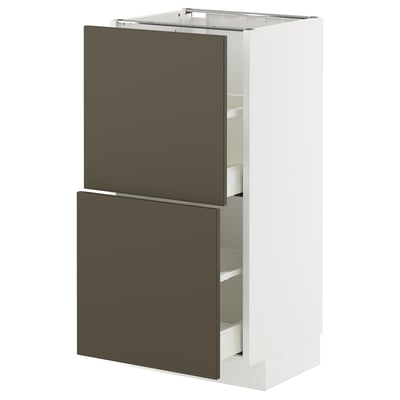 METOD / MAXIMERA Élément bas 2 tiroirs, blanc/Havstorp brun-beige, 40x37 cm