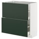 METOD / MAXIMERA Élément bas 2 tiroirs, blanc/Havstorp vert profond, 80x37 cm