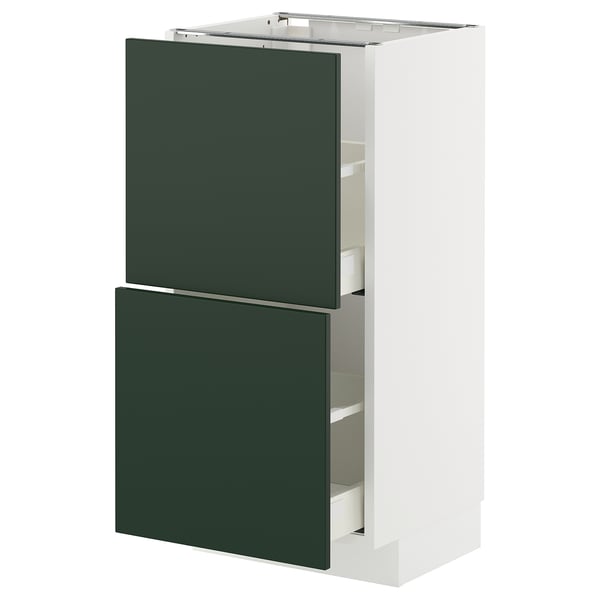 METOD / MAXIMERA Élément bas 2 tiroirs, blanc/Havstorp vert profond, 40x37 cm