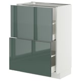 METOD / MAXIMERA Élément bas 2 tiroirs, blanc/Kallarp gris-vert foncé brillant, 60x37 cm