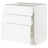 METOD / MAXIMERA Élément bas 3 tiroirs, blanc Enköping/blanc effet bois, 80x60 cm
