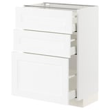 METOD / MAXIMERA Élément bas 3 tiroirs, blanc Enköping/blanc effet bois, 60x37 cm