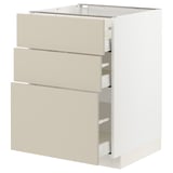 METOD / MAXIMERA Élément bas 3 tiroirs, blanc/Havstorp beige, 60x60 cm