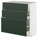 METOD / MAXIMERA Élément bas 3 tiroirs, blanc/Havstorp vert profond, 80x37 cm