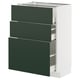 METOD / MAXIMERA Élément bas 3 tiroirs, blanc/Havstorp vert profond, 60x37 cm