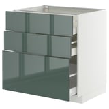 METOD / MAXIMERA Élément bas 3 tiroirs, blanc/Kallarp gris-vert foncé brillant, 80x60 cm