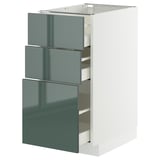 METOD / MAXIMERA Élément bas 3 tiroirs, blanc/Kallarp gris-vert foncé brillant, 40x60 cm