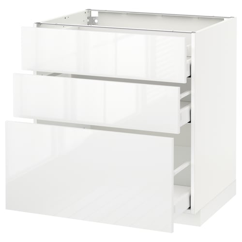 METOD / MAXIMERA Élément bas 3 tiroirs, blanc/Ringhult blanc, 80x60 cm
