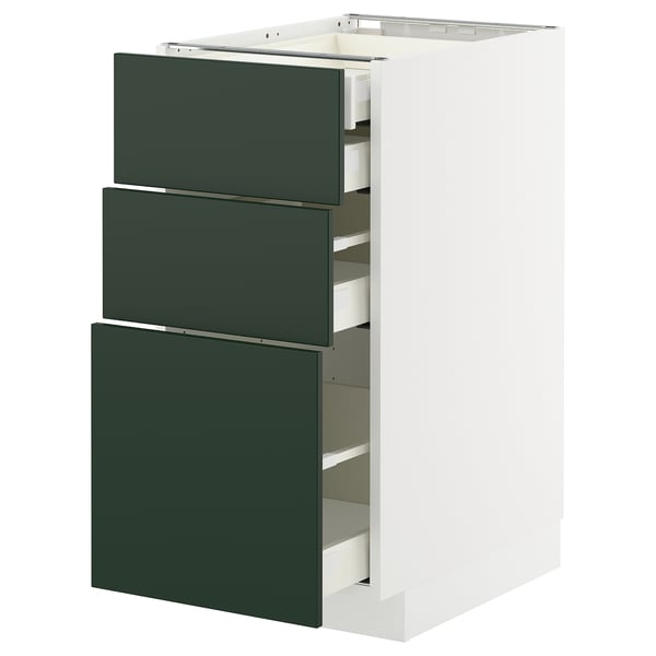 METOD / MAXIMERA Élément bas 3faces/2tir bs+1moy+1ht, blanc/Havstorp vert profond, 40x60 cm