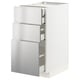 METOD / MAXIMERA Élément bas 3faces/2tir bs+1moy+1ht, blanc/Vårsta acier inoxydable, 40x60 cm