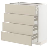 METOD / MAXIMERA Élément bas 4 faces/4 tiroirs, blanc/Havstorp beige, 80x37 cm