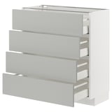 METOD / MAXIMERA Élément bas 4 faces/4 tiroirs, blanc/Havstorp gris clair, 80x37 cm