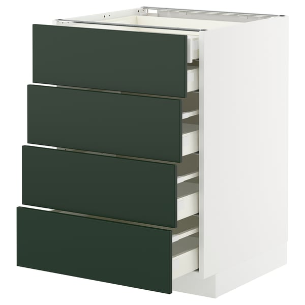 METOD / MAXIMERA Élément bas 4faces/2tir bas+3moy, blanc/Havstorp vert profond, 60x60 cm