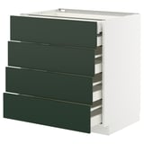 METOD / MAXIMERA Élément bas 4faces/2tir bas+3moy, blanc/Havstorp vert profond, 80x60 cm