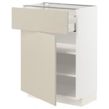 METOD / MAXIMERA Élément bas avec tiroir/porte, blanc/Havstorp beige, 60x37 cm