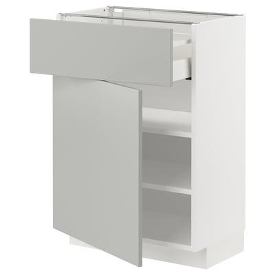 METOD / MAXIMERA Élément bas avec tiroir/porte, blanc/Havstorp gris clair, 60x37 cm
