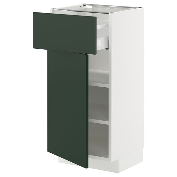 METOD / MAXIMERA Élément bas avec tiroir/porte, blanc/Havstorp vert profond, 40x37 cm