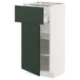 METOD / MAXIMERA Élément bas avec tiroir/porte, blanc/Havstorp vert profond, 40x37 cm