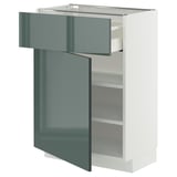 METOD / MAXIMERA Élément bas avec tiroir/porte, blanc/Kallarp gris-vert foncé brillant, 60x37 cm