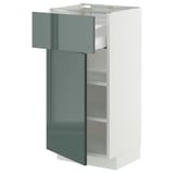 METOD / MAXIMERA Élément bas avec tiroir/porte, blanc/Kallarp gris-vert foncé brillant, 40x37 cm