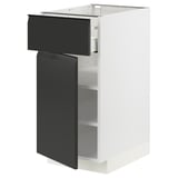 METOD / MAXIMERA Élément bas avec tiroir/porte, blanc/Upplöv anthracite mat, 40x60 cm