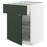 METOD / MAXIMERA Élément bas corbeille fil/tir/pte, blanc/Havstorp vert profond, 60x60 cm