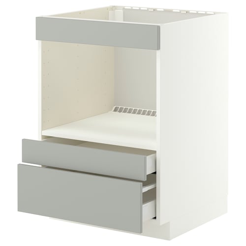 METOD / MAXIMERA Élément bas pr électroménager intég, blanc/Havstorp gris clair, 60x60 cm
