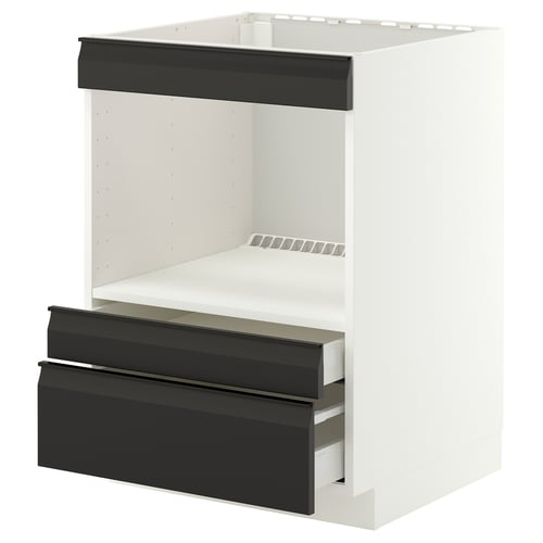 METOD / MAXIMERA Élément bas pr électroménager intég, blanc/Upplöv anthracite mat, 60x60 cm