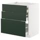 METOD / MAXIMERA Élément bas table cuisson/3fcs/3tir, blanc/Havstorp vert profond, 80x60 cm