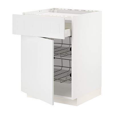 METOD / MAXIMERA Élément bas table cuisson/tir/2corb, blanc/Stensund blanc, 60x60 cm