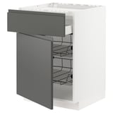 METOD / MAXIMERA Élément bas table cuisson/tir/2corb, blanc/Voxtorp gris foncé, 60x60 cm