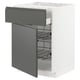 METOD / MAXIMERA Élément bas table cuisson/tir/2corb, blanc/Voxtorp gris foncé, 60x60 cm
