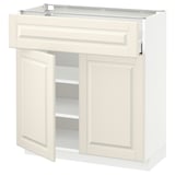 METOD / MAXIMERA Élément bas tiroir/2 portes, blanc/Bodbyn blanc cassé, 80x37 cm