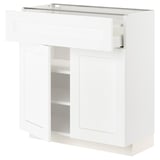 METOD / MAXIMERA Élément bas tiroir/2 portes, blanc Enköping/blanc effet bois, 80x37 cm