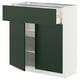 METOD / MAXIMERA Élément bas tiroir/2 portes, blanc/Havstorp vert profond, 80x37 cm