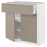METOD / MAXIMERA Élément bas tiroir/2 portes, blanc/Upplöv beige foncé mat, 80x37 cm