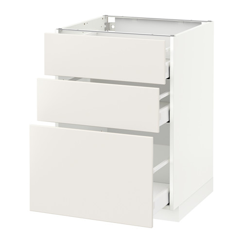 METOD / MAXIMERA Élément bas 3 tiroirs - Veddinge blanc, 60x60 cm - IKEA