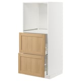 METOD / MAXIMERA Élément haut 2 tiroirs pr four, blanc/Forsbacka chêne, 60x60x140 cm