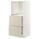 METOD / MAXIMERA Élément haut 2 tiroirs pr four, blanc/Havstorp beige, 60x60x140 cm